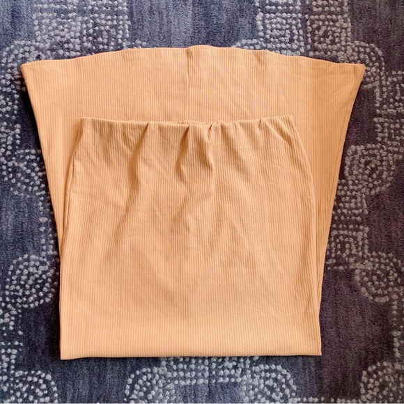 🍂 ZARA TAN RIBBED HIGH WAIST MAXI SKIRT! - Picture 7 of 12